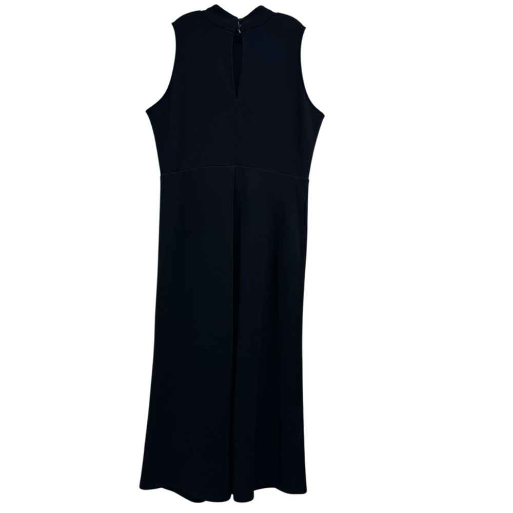 Spanx AirEssentials Mock Neck Striped Track Jumpsuit Very Black Wide Leg Size 2X - Picture 3 of 14